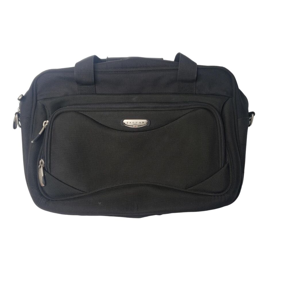 Jaguar Laptop Bag Briefcase Black Nylon Organizer Padded Compartment Zip Handles